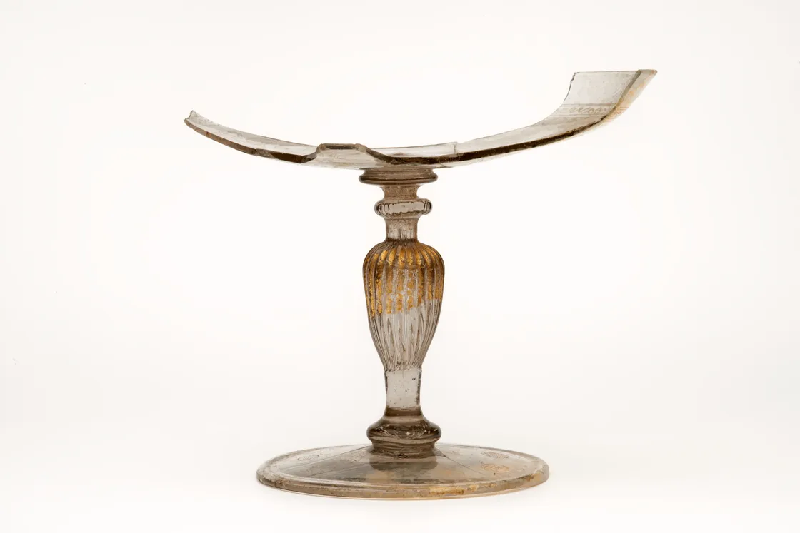 A broken glass on a white background