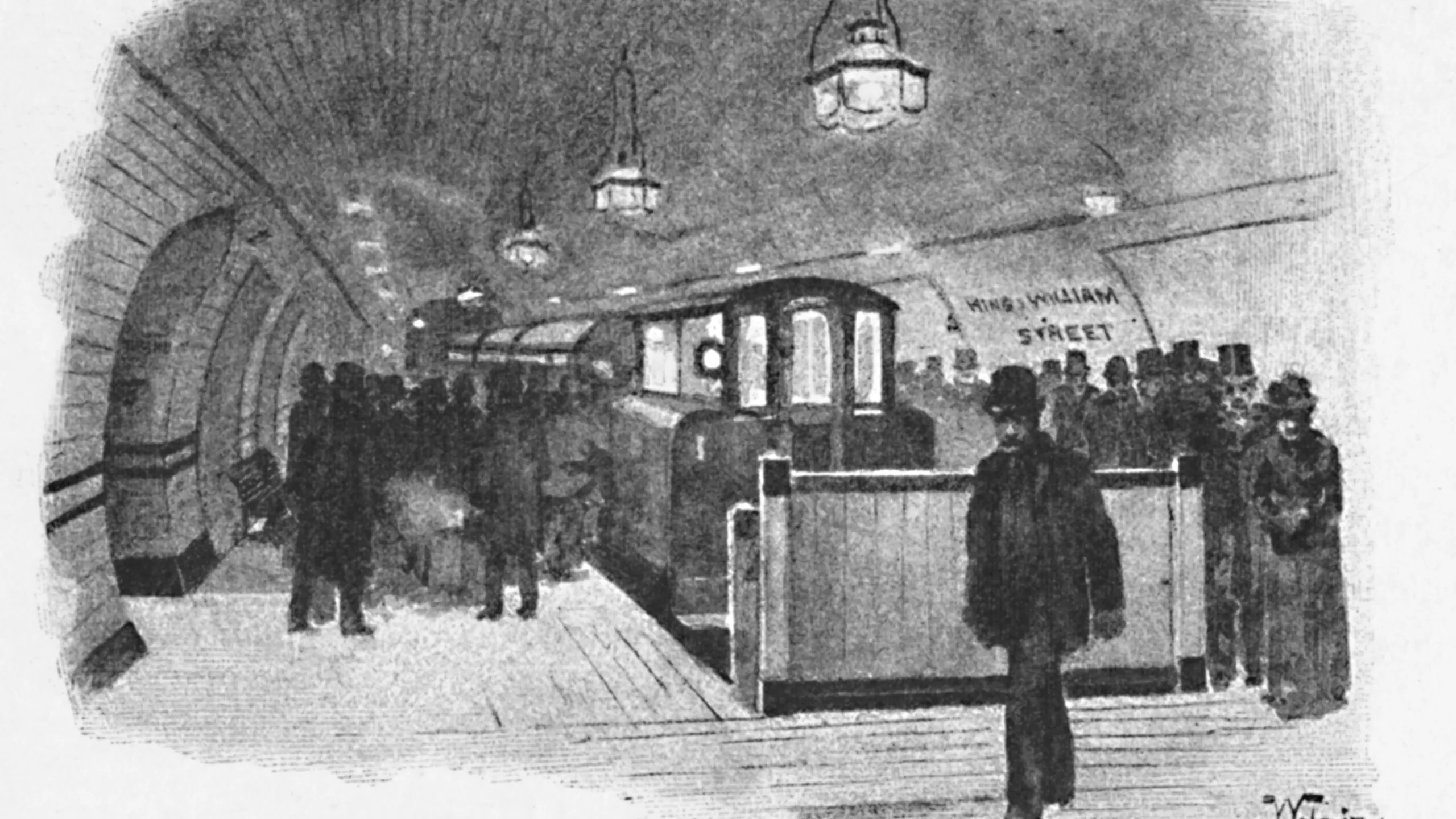 MPPN6H 'Electric Railway Station (City and South London), King William Street', 1891. Artist: William Luker.. Image shot 1891. Exact date unknown.