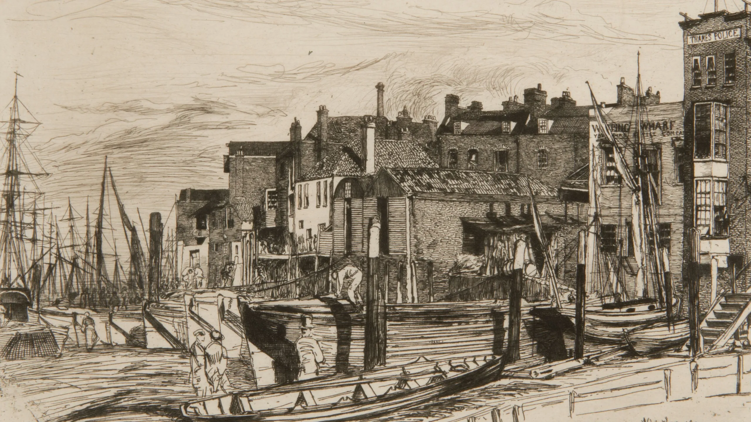 Etching on paper with plate mark. Signed and dated.

 Thames Set.