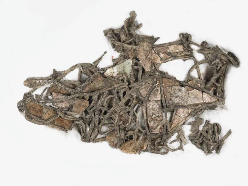 Fragments of cames and stained glass window on a white background.